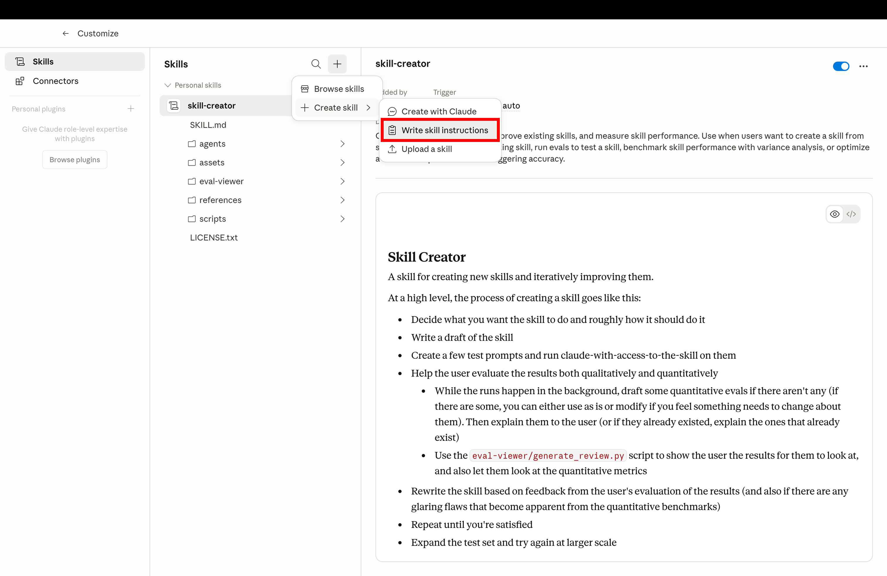 Create new Claude skill by uploading SKILL.md file for Google and Meta Ads