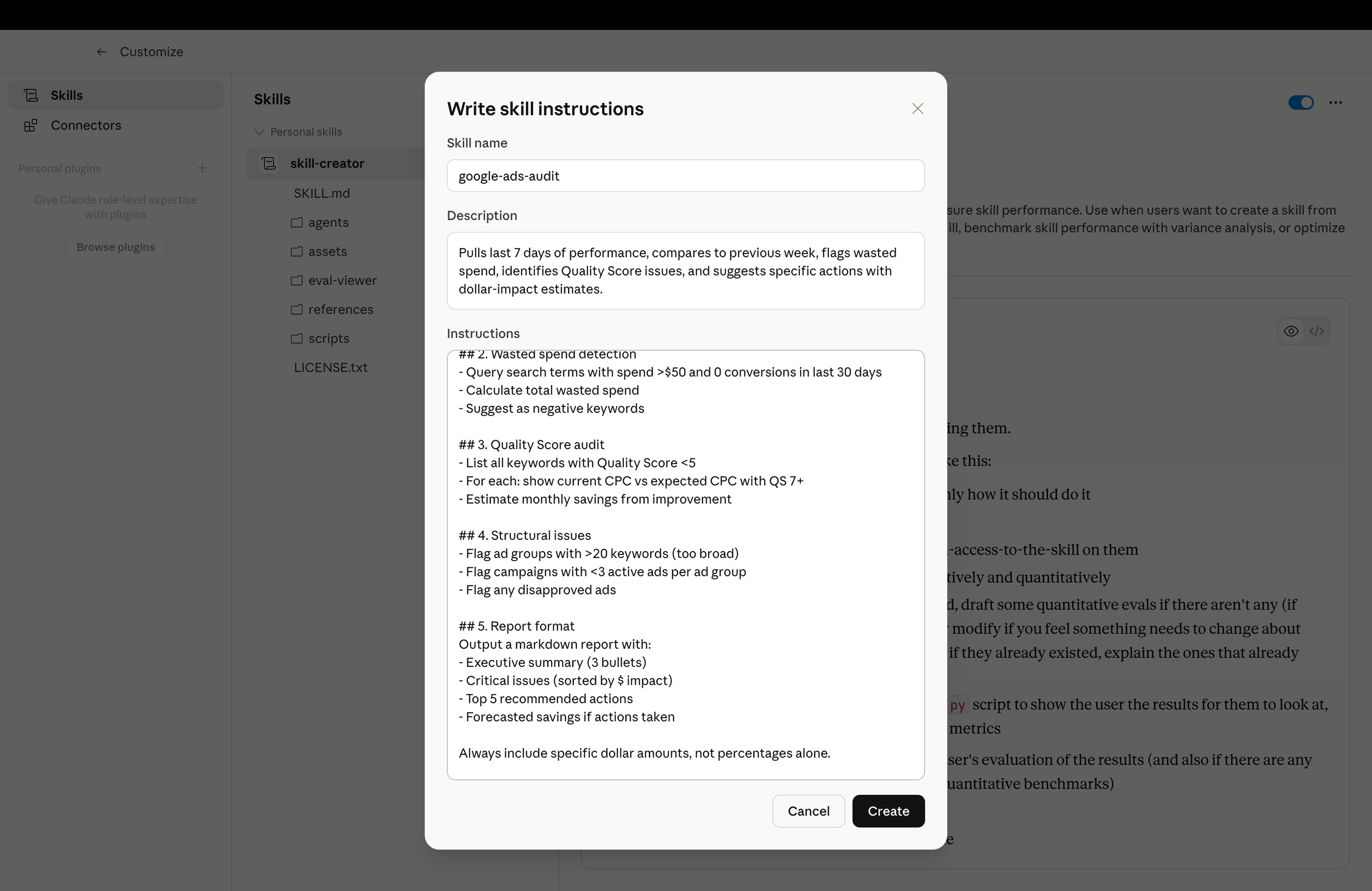 Installed Claude skill ready to use for Google Ads and Meta Ads automation