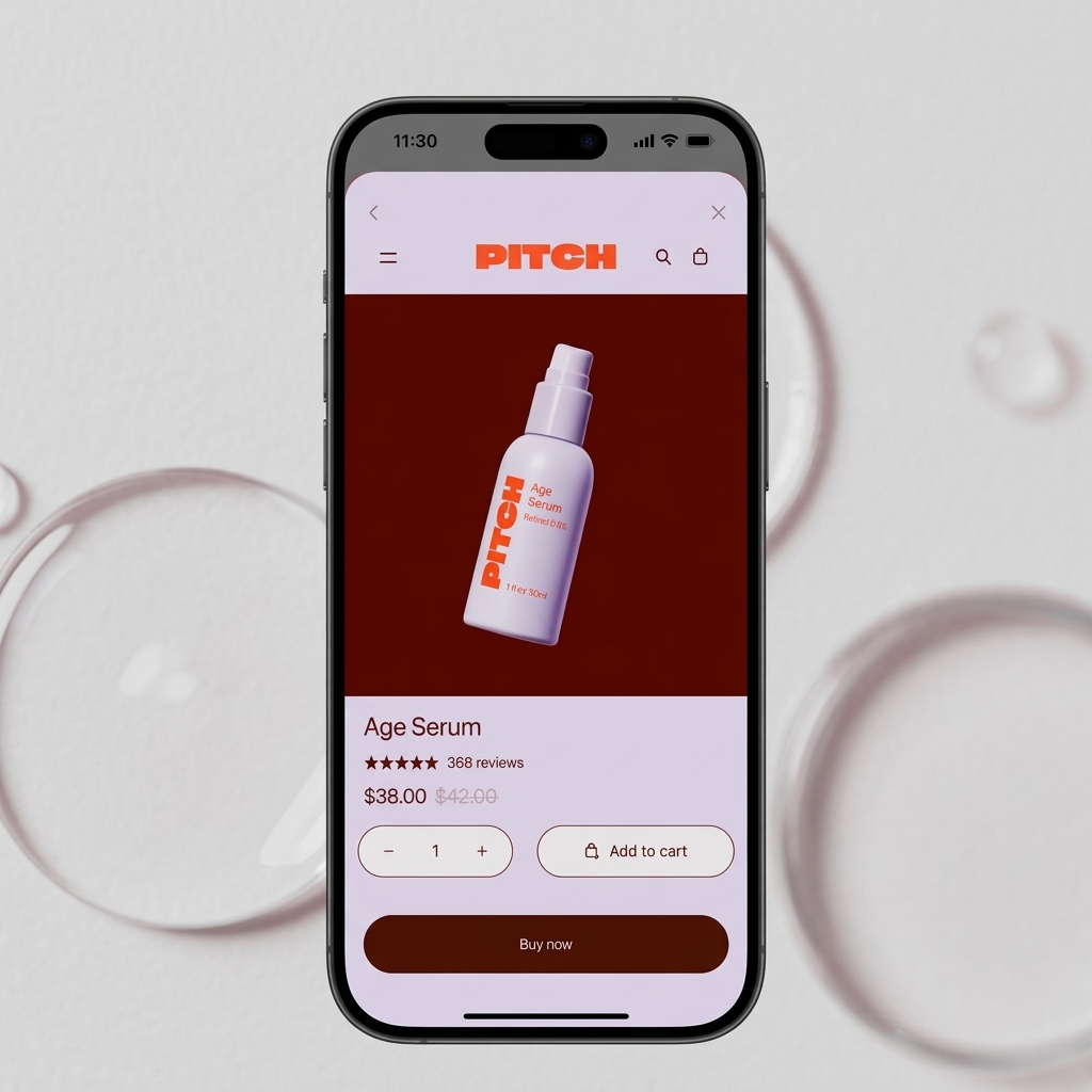 Shopify merchant product page opened inside ChatGPT in-app browser showing product details, reviews, pricing, and Add to Cart button