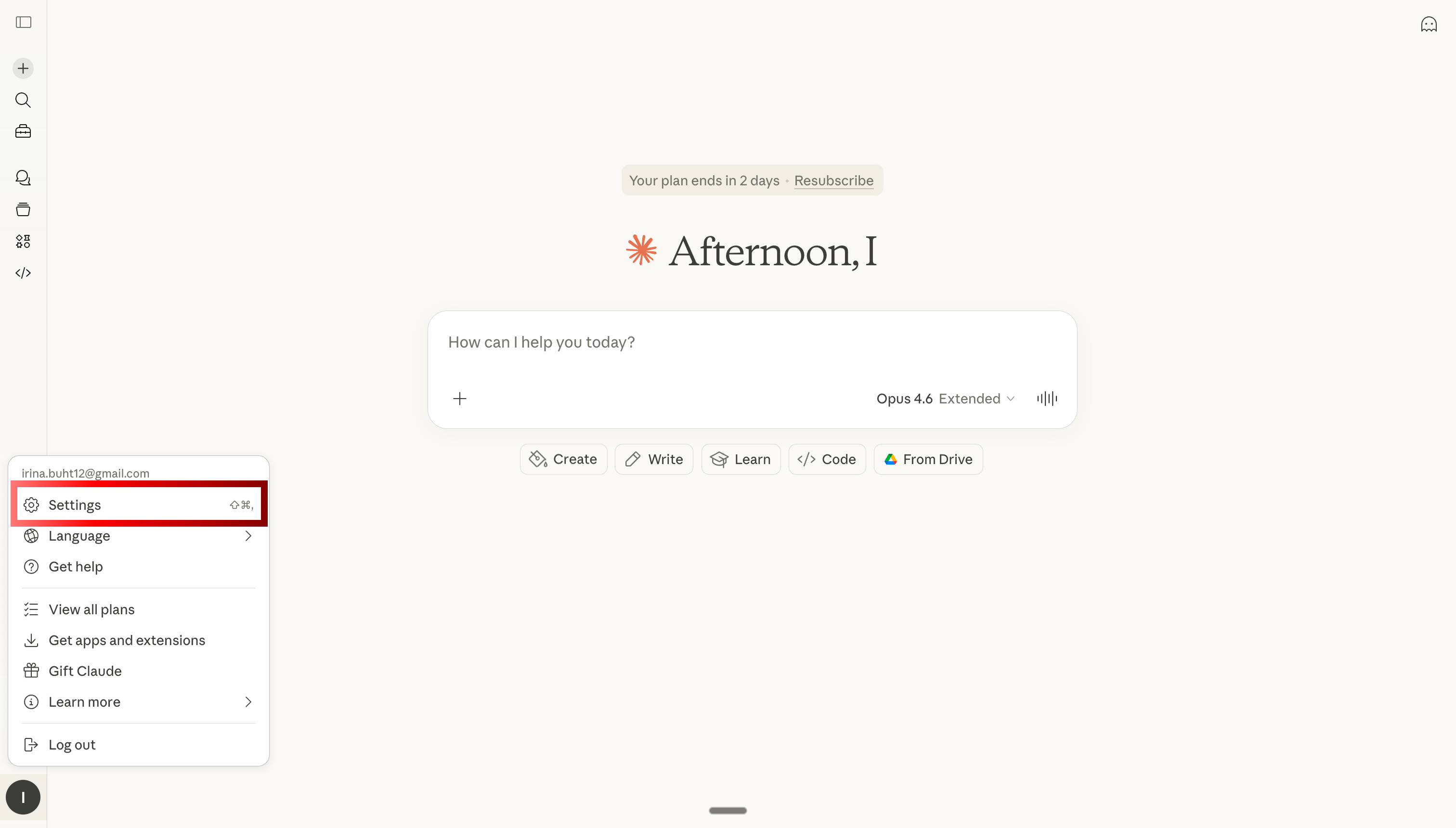 Abrir configuración de Claude AI para agregar conector MCP para Meta Ads